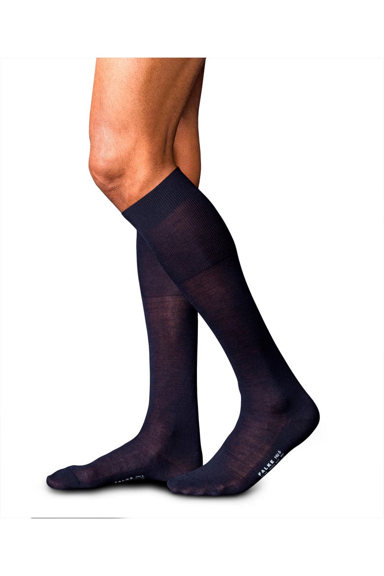 No. 6 Merino Wool Silk Luxury Dress Socks, Alternate, color, Dark Navy