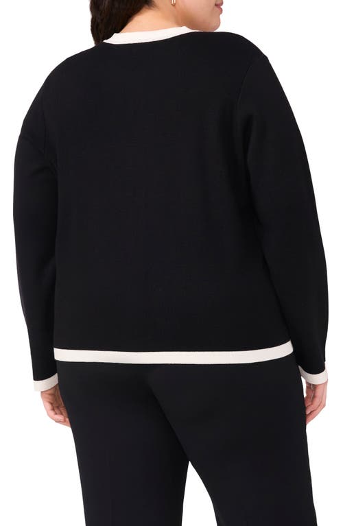 Halogenr Halogen(r) Contrast Trim Cardigan In Rich Black