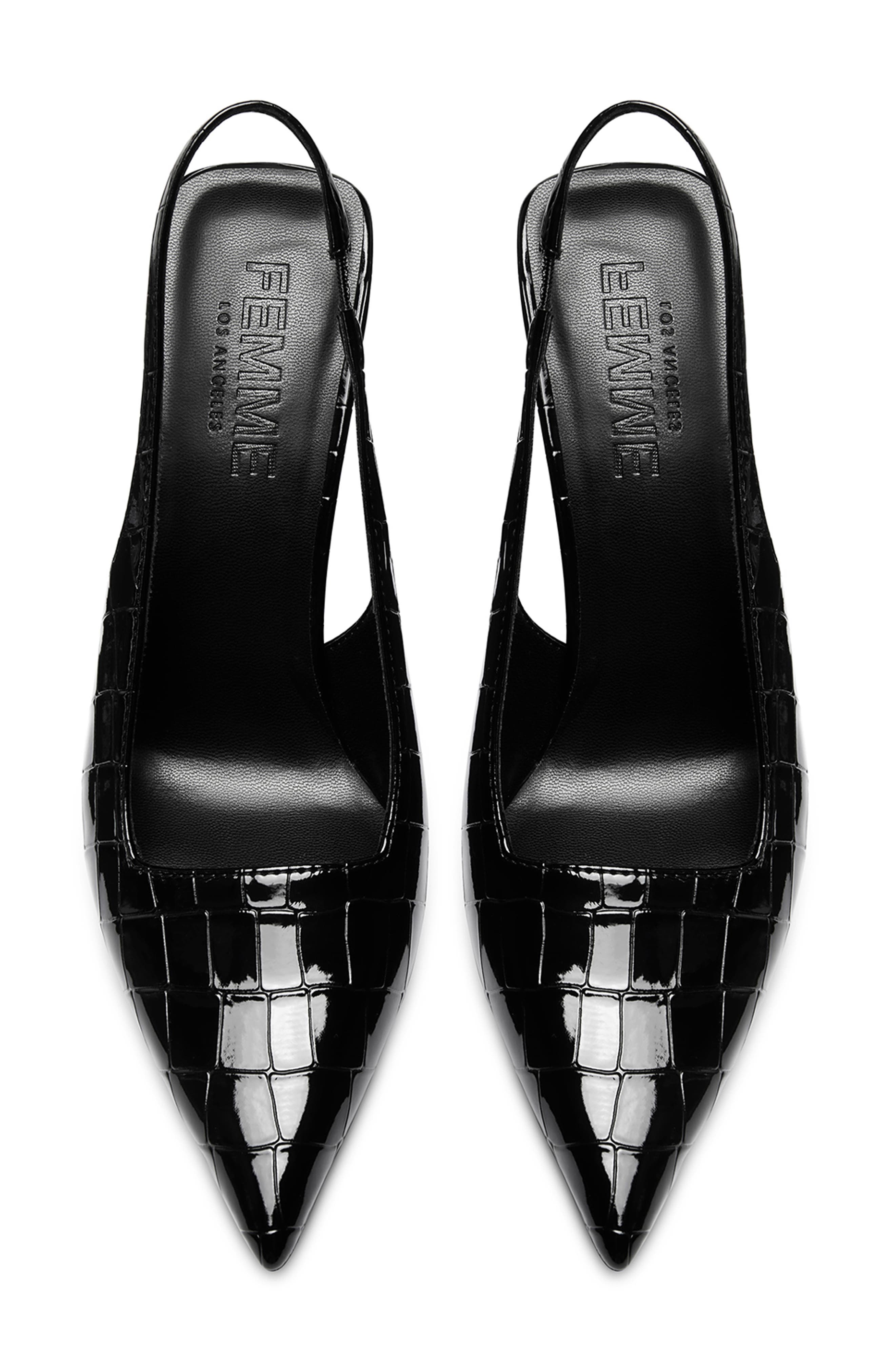 G63 Slingback Pump, Alternate, color, CROC BLACK