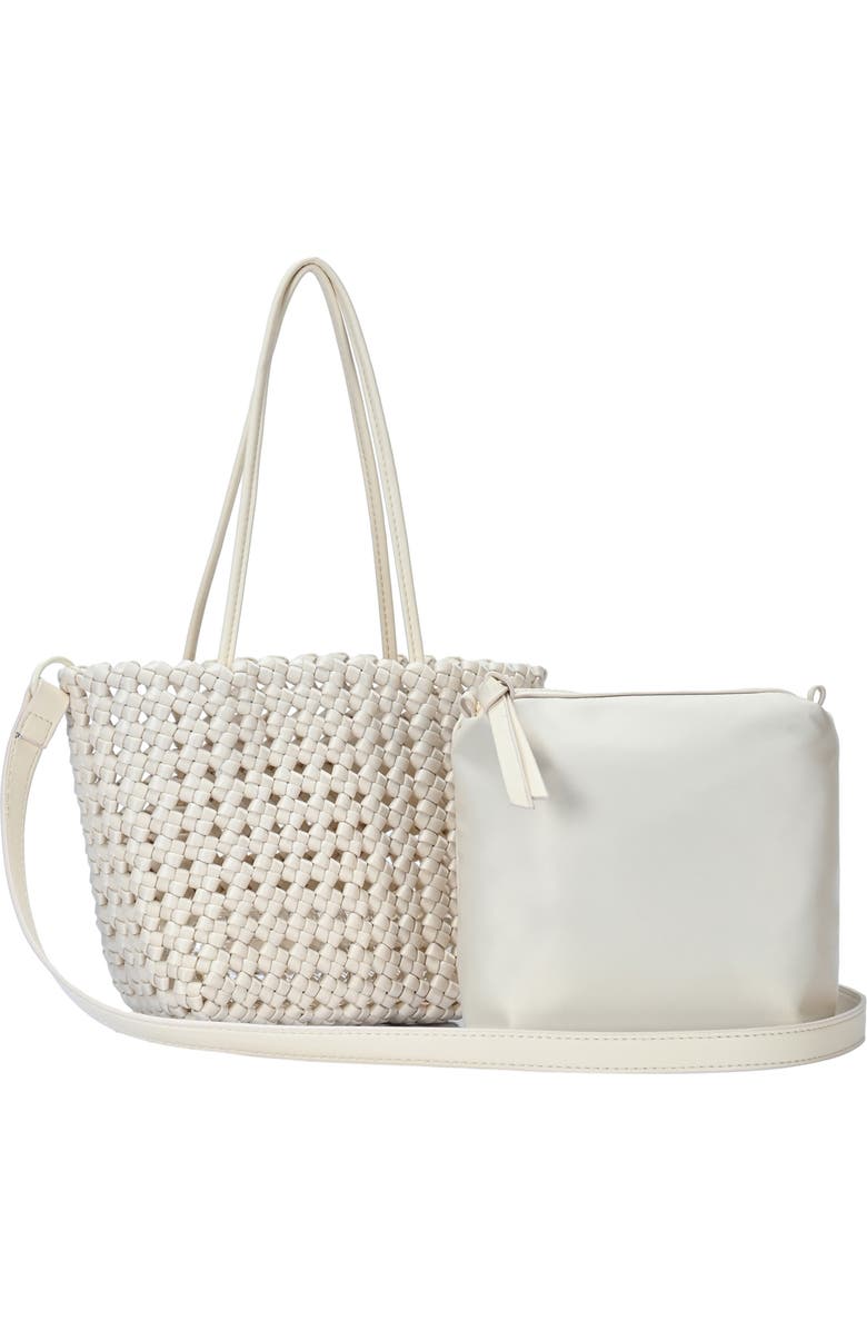 Madison West Open Weave Tote Bag with Zip Pouch, Alternate, color, Cream