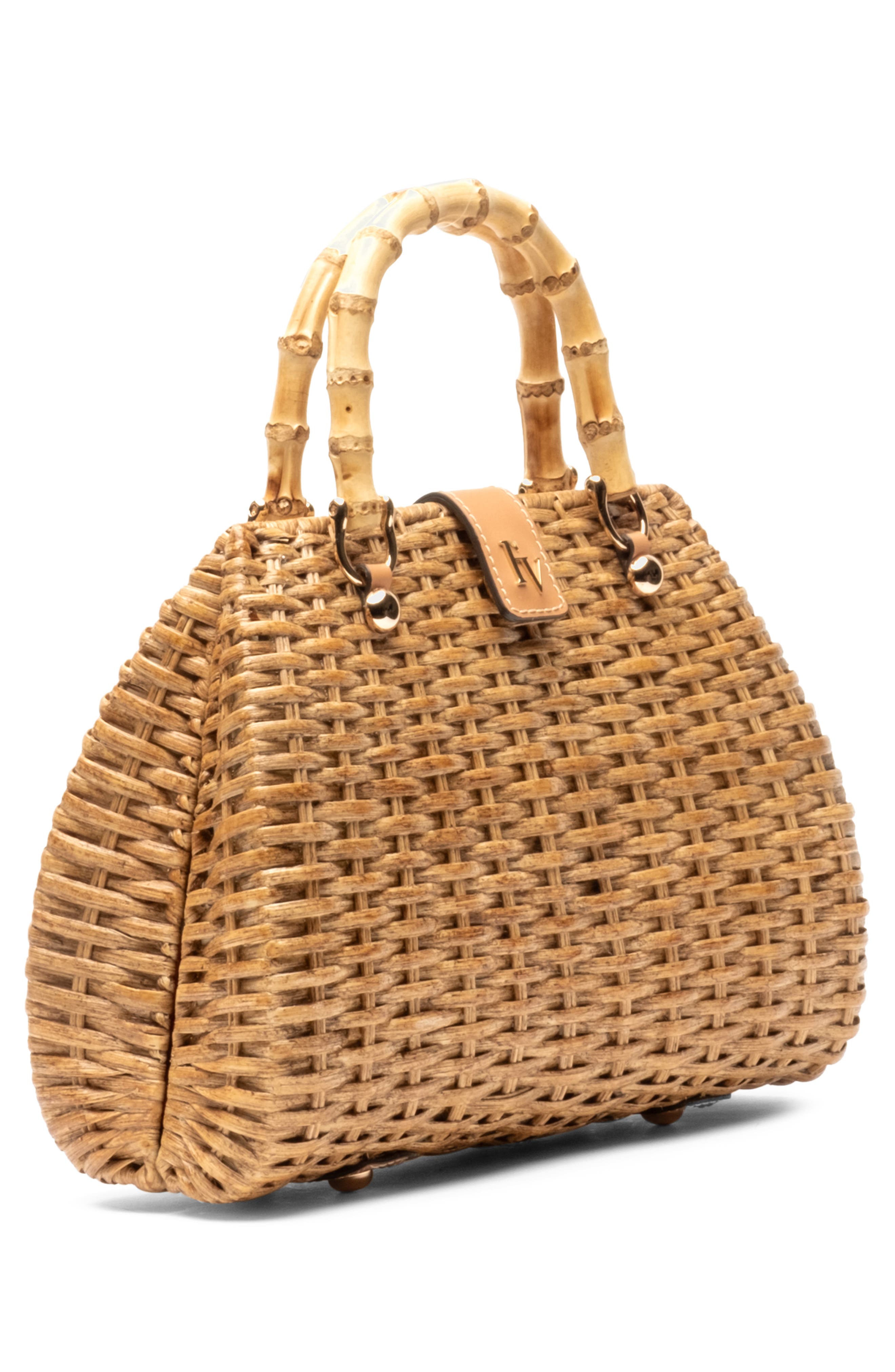 Frances Valentine Rooster Woven Wicker Top Handle Bag, Alternate, color, Toast