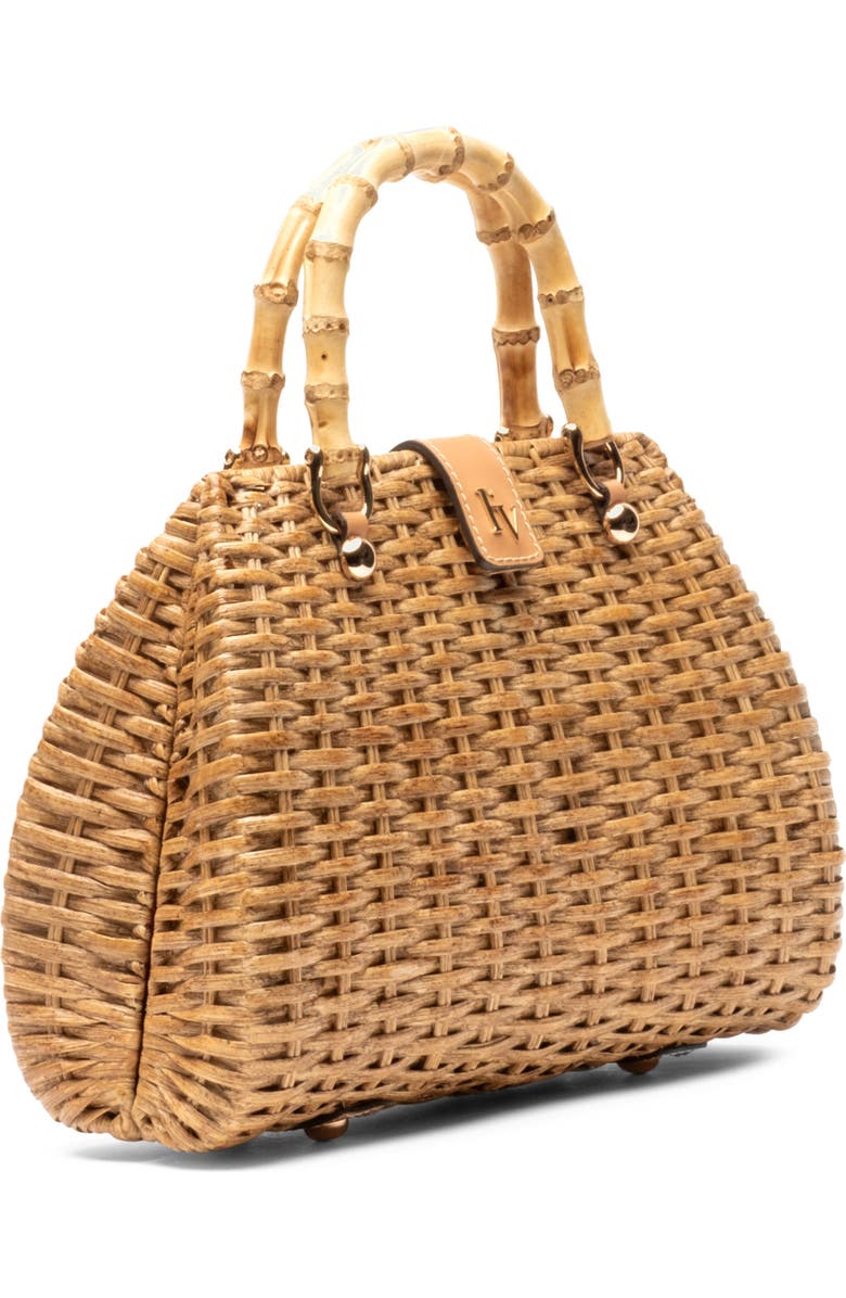 Frances Valentine Rooster Woven Wicker Top Handle Bag, Alternate, color, Toast