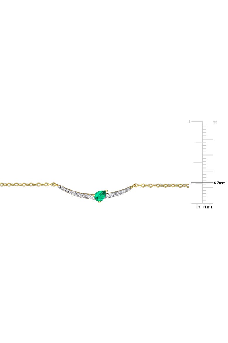 Created Emerald & Diamond Curved Bar Necklace, Alternate, color, Created Emerald