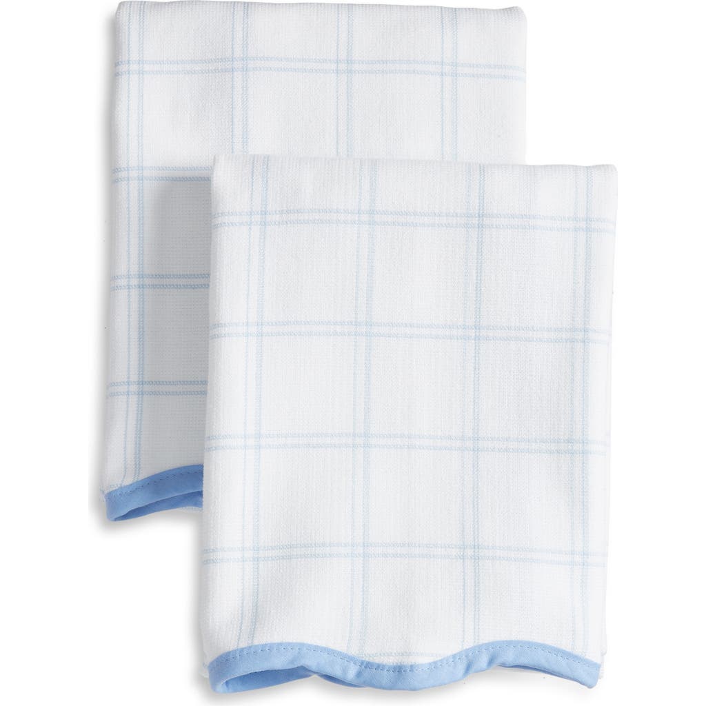 Weezie Set Of 2 Scalloped Kitchen Towels In Blue