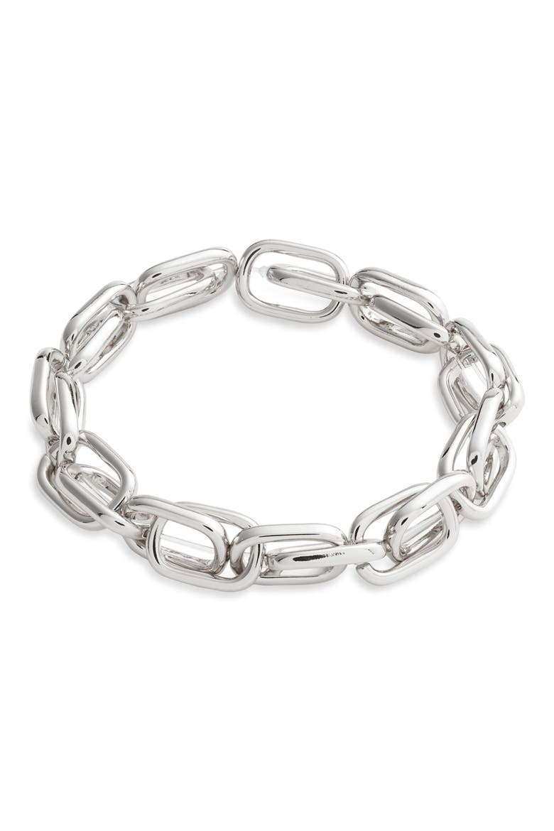 Large Link Stretch Bracelet, Main, color, SILVER