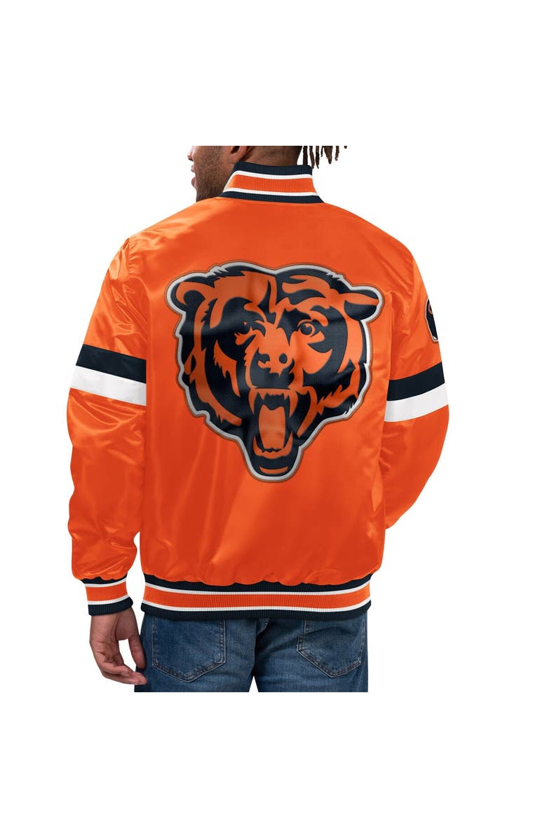 STARTER Men's Starter Orange Chicago Bears Home Game Satin Full-Snap Varsity Jacket, Alternate, color, Orange
