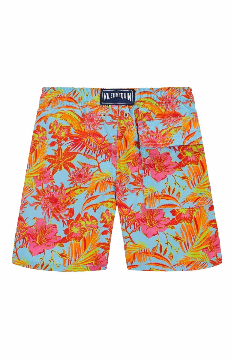 Vilebrequin Kids' Tahiti Flowers Swim Shorts, Alternate, color, Santorin