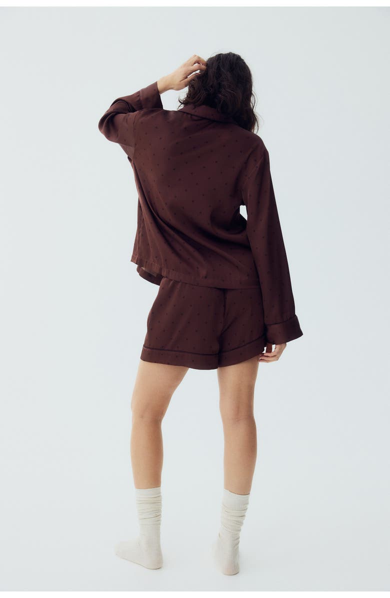 H&M Satin Pyjamas, Alternate, color, Dark Brown/Dotted