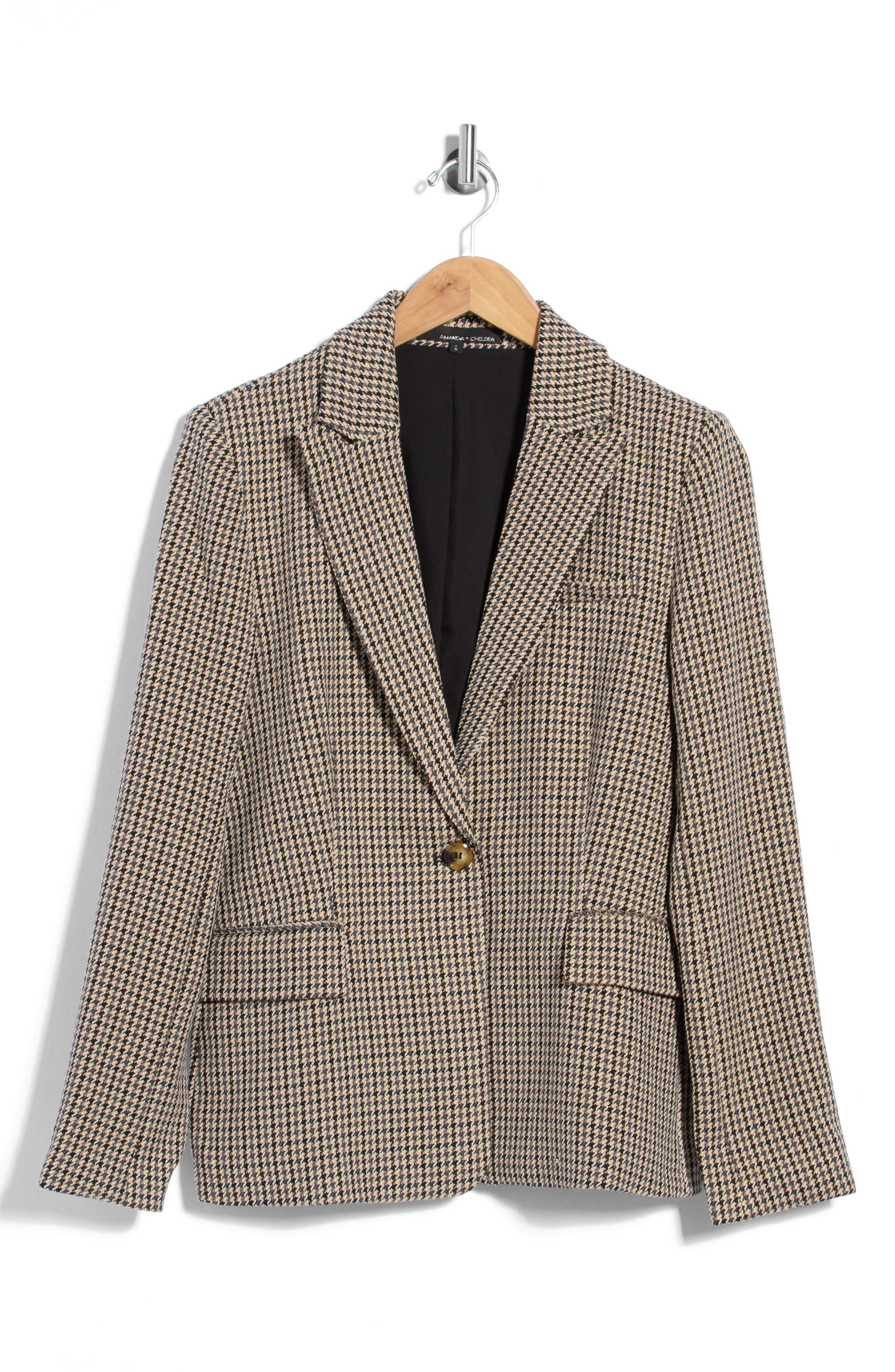 Houndstooth One-Button Blazer