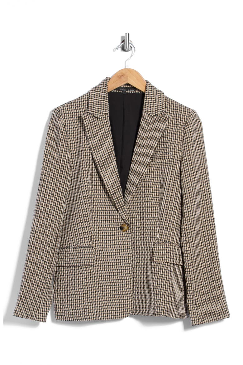 Houndstooth One-Button Blazer, Main, color, CAMEL MULTI