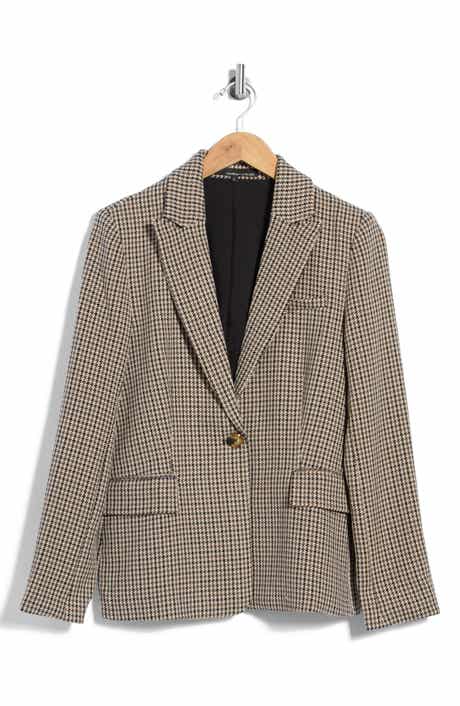 Houndstooth One-Button Blazer