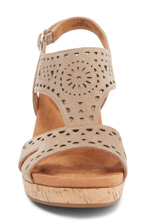 Rockport Belis Laser-cut Platform Wedge Sandal In Taupe