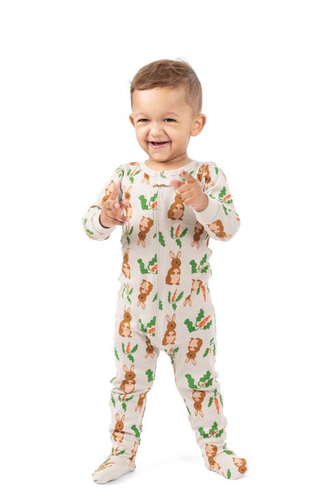 Kids Footed Cotton Easter Matching Family Pajamas, Bunny Prints (Toddler, Little Kid & Big Kid)