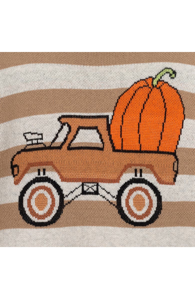 Andy & Evan Kids' Halloween Jacquard Cotton Crewneck Sweater, Alternate, color, Beige Truck