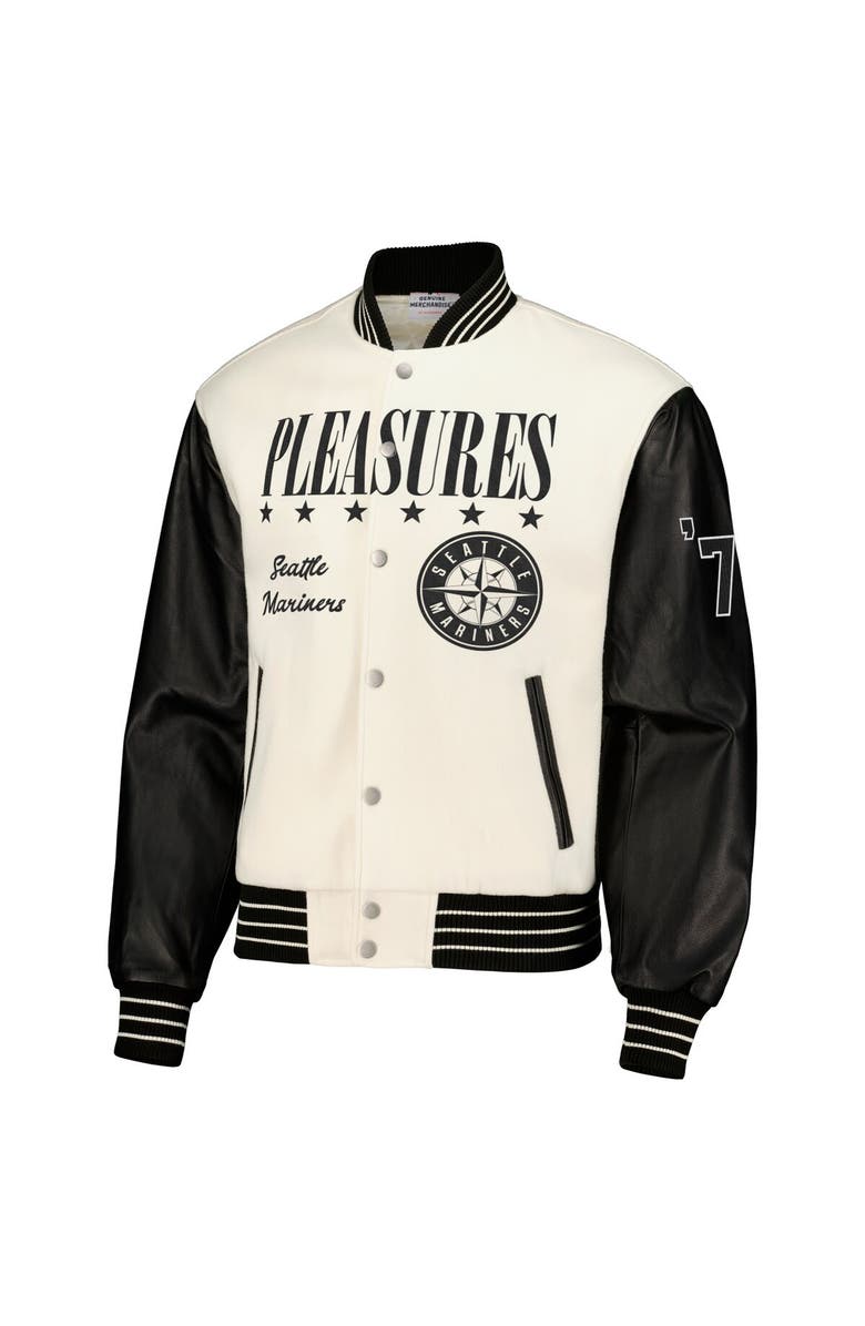 PLEASURES Men's PLEASURES White Seattle Mariners Full-Snap Varsity Jacket, Alternate, color, 