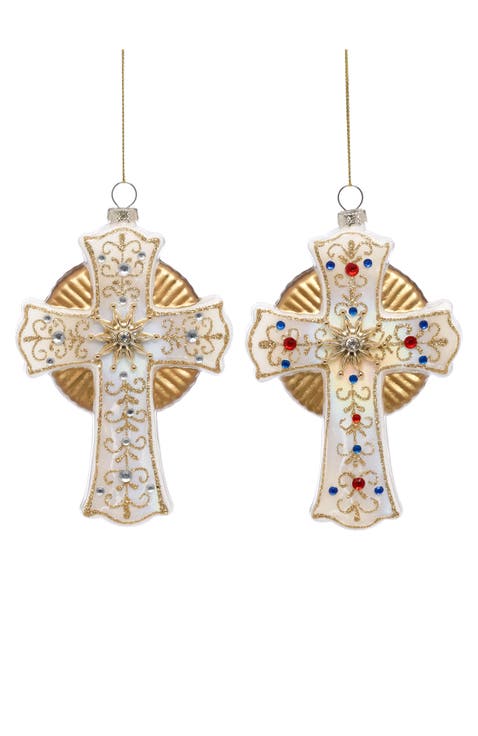 Bejeweled Cross Ornament, Set of 6