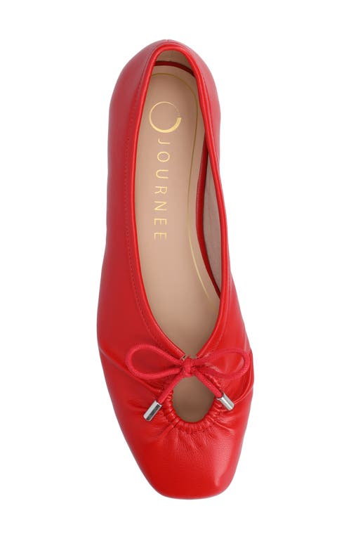 Shop Journee Collection Callee Keyhole Square Toe Flat In Red