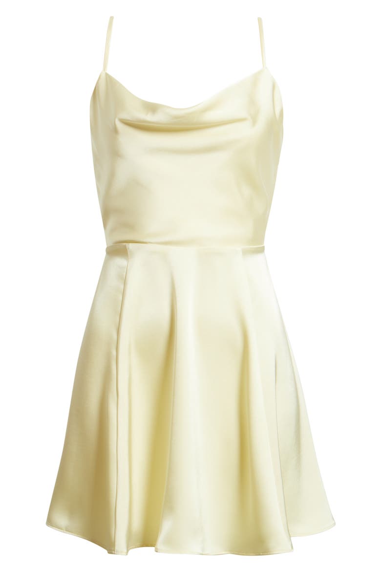Cowl Neck Satin Minidress, Alternate, color, YELLOW FROST