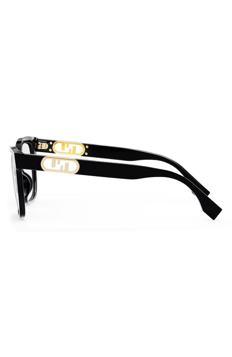 Fendi Maxi Fendi O'Lock 55mm Square Glasses, Alternate, color, Shiny Black