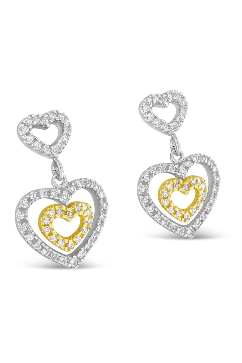 14K Two Toned 1/2 Ct Round Diamond Earrings, Alternate, color, Yellow