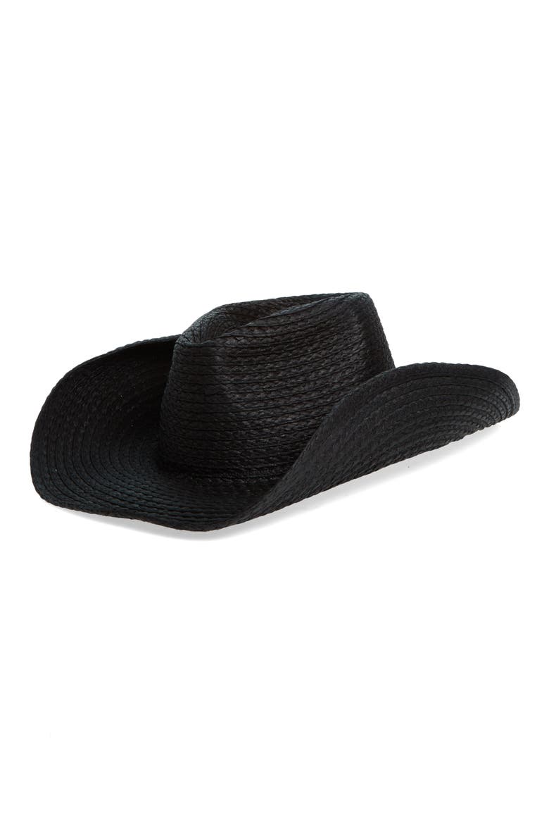 Straw Cowboy Hat, Main, color, BLACK STRAW