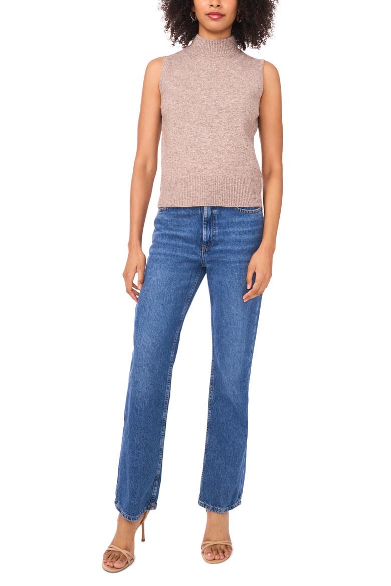 Mock Neck Sleeveless Sweater, Alternate, color, DESERT TAUPE