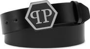 PHILIPP PLEIN Leather Belt Hexagon Men