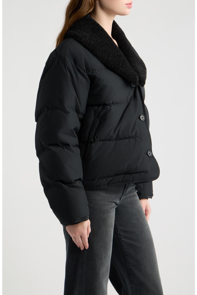 Angie Faux Shearling Trim Puffer Jacket, Alternate, color, BLACK