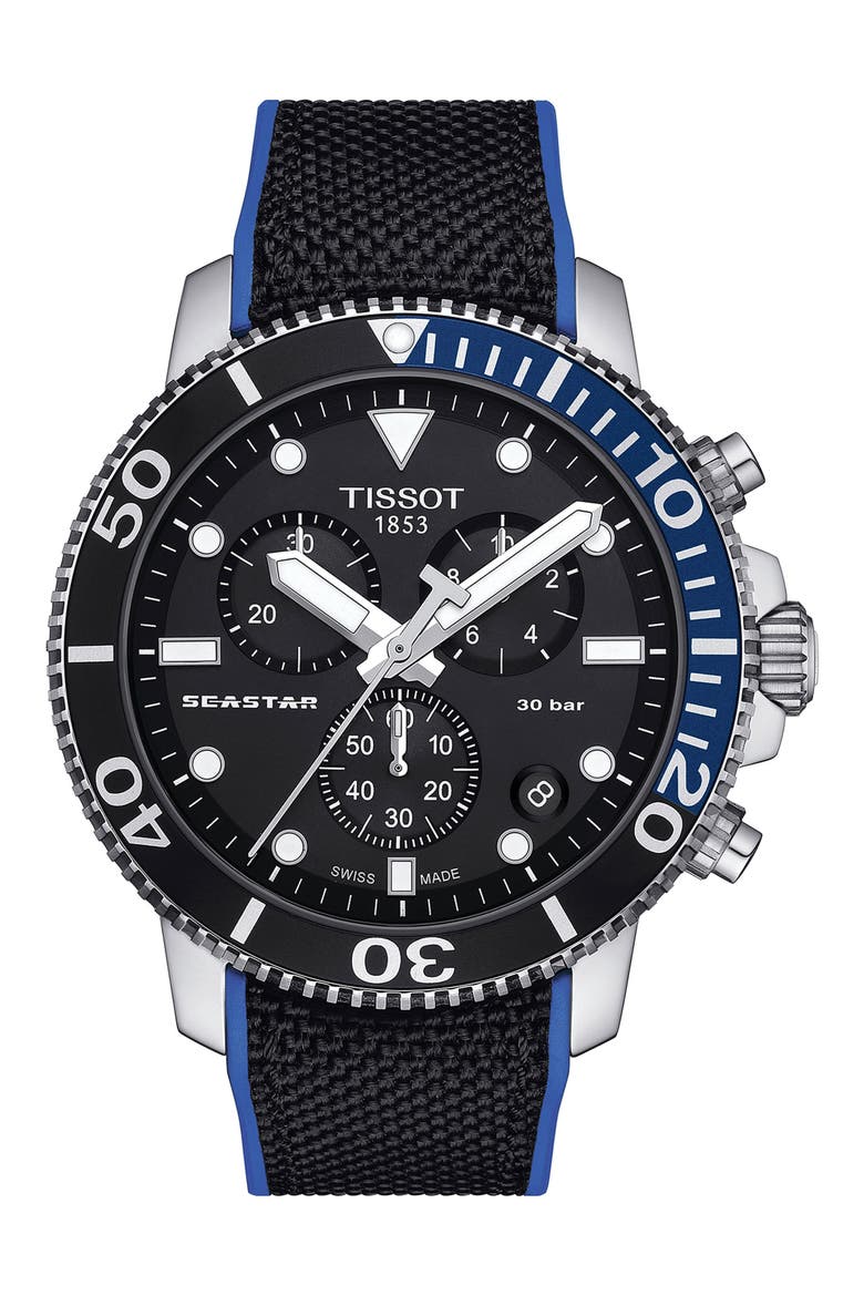 Seastar 1000 Chronograph Bracelet Watch, 45.5mm, Main, color, BLACK