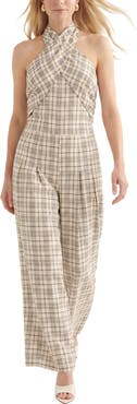 Lily and Lionel London Ardern Halterneck Check Culotte Jumpsuit