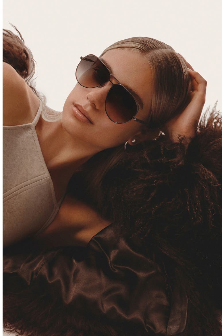 Open Tab 63mm Gradient Aviator Sunglasses, Alternate, color, CHOCOLATE/ BROWN FAWN