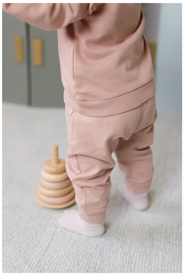 Organic Cotton French Terry Harem Pants, Alternate, color, SOFT PEONY