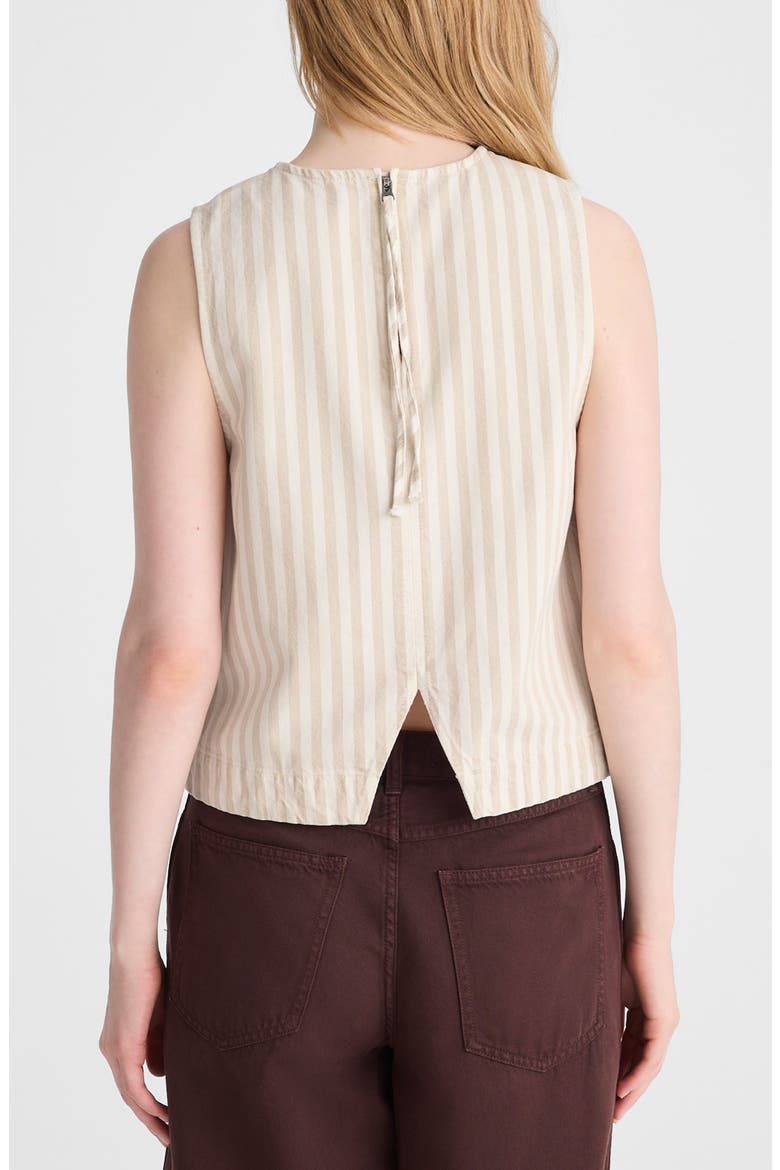 Stripe Denim Boxy Shell Top, Alternate, color, KHAKI SAND STRIPE