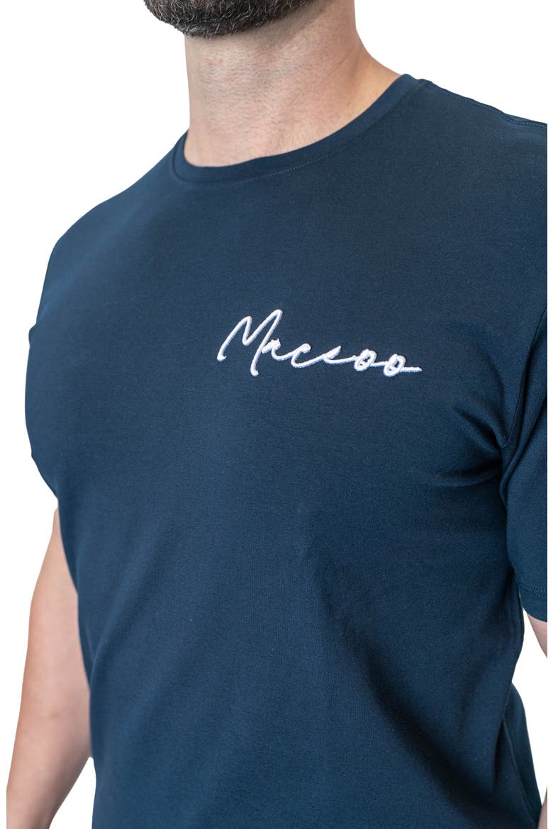 Siganture Nayblue Logo Embroidered Stretch Cotton T-Shirt, Alternate, color, BLUE