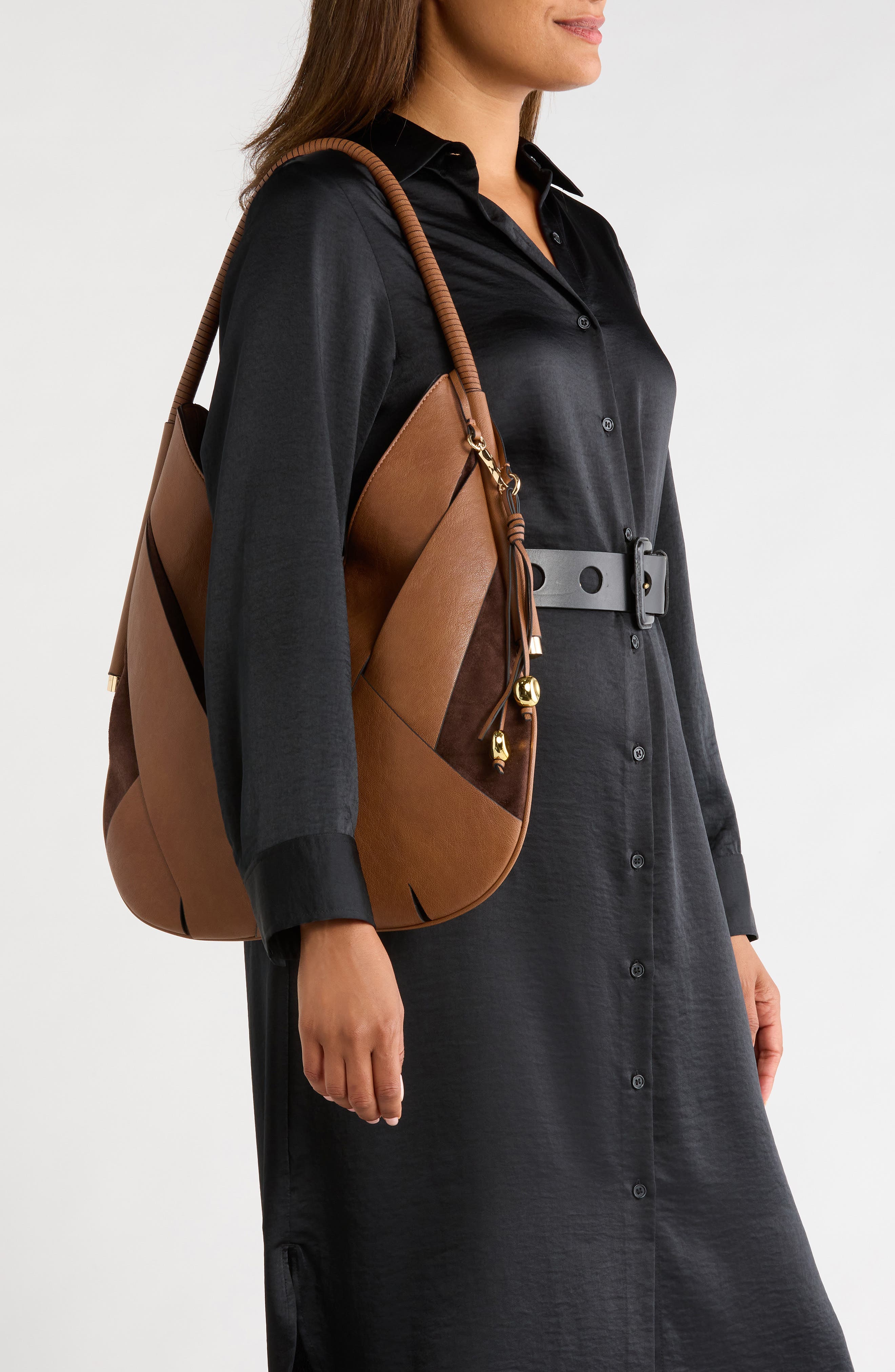 Carlyn Faux Leather Shoulder Bag, Alternate, color, COGNAC