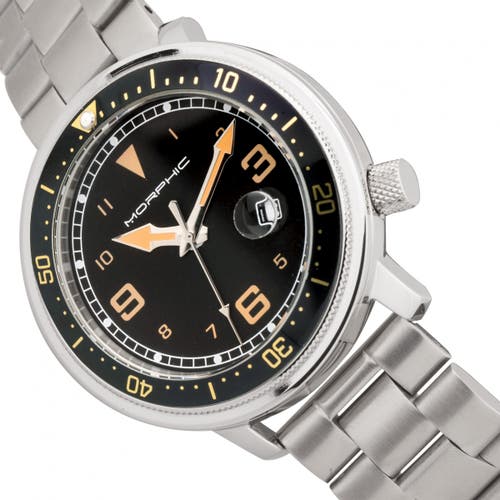 Morphic M74 Series Bracelet Watch W/magnified Date Display In Gunmetal/black & Gold/black