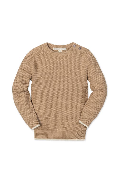 Hope & Henry Kids' Organic Long Sleeve Crewneck Sweater With Buttons In Neutral