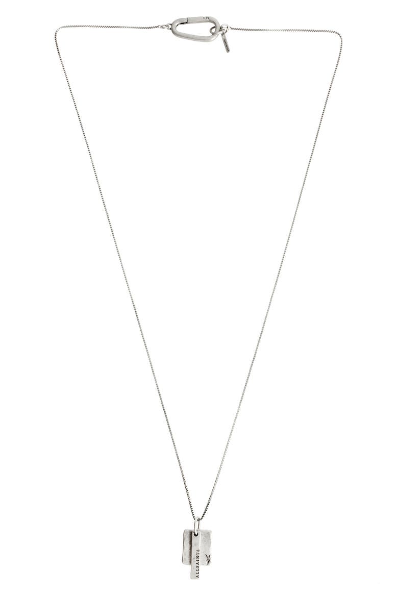 Leor Dog Tag Pendant Necklace, Main, color, WARM SILVER