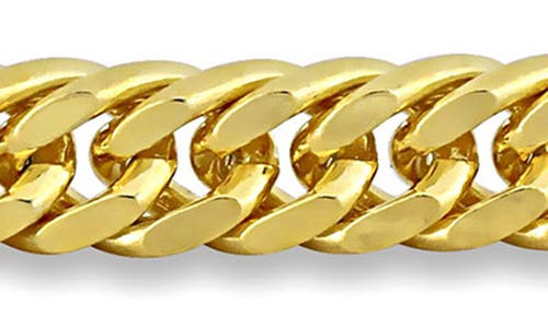 Delmar 5.5mm Double Curb Link Chain Necklace & Bracelet Set In Yellow