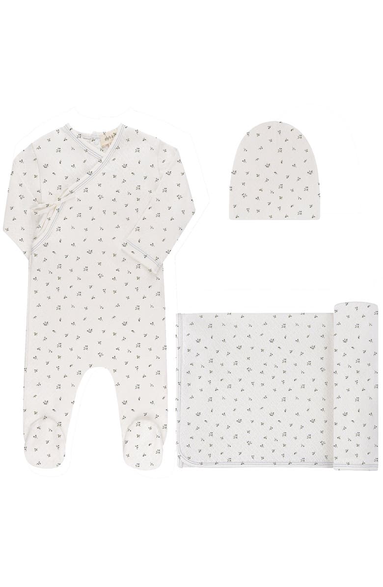 Ely's & Co. Floral Pointelle Collection - Layette Set, Main, color, Ivory/Blue
