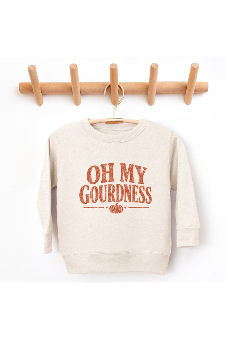 Oh My Gourdness Distressed Toddler Graphic Sweatshirt, Alternate, color, Natural