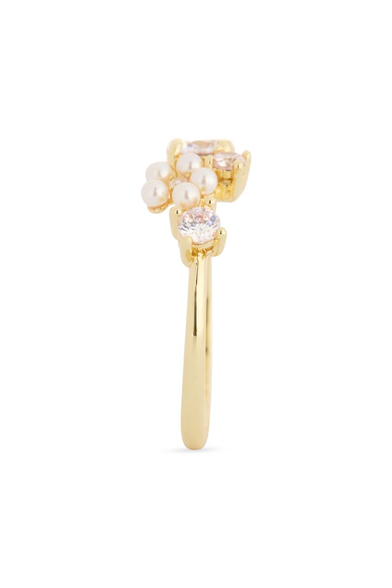 Cluster Cubic Zirconia & Faux Pearl Ring, Alternate, color, CLEAR/ GOLD