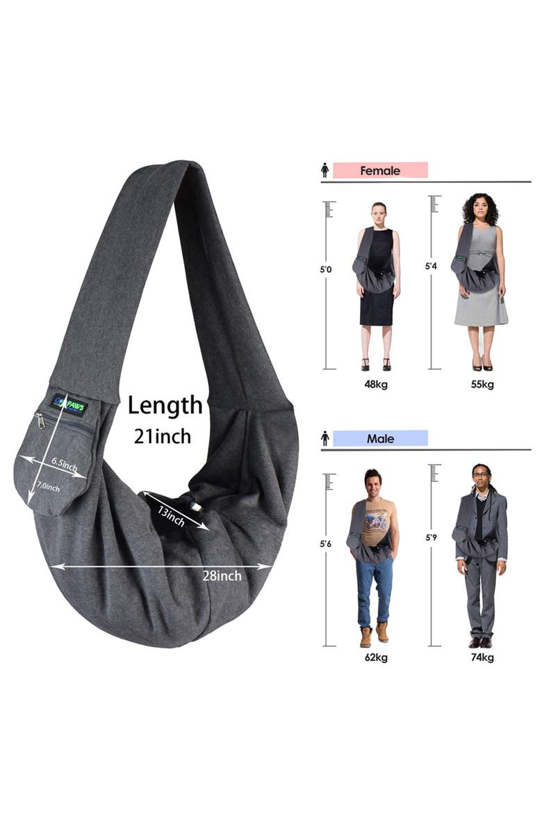JESPET Comfy Pet Sling Bag, Alternate, color, Gray