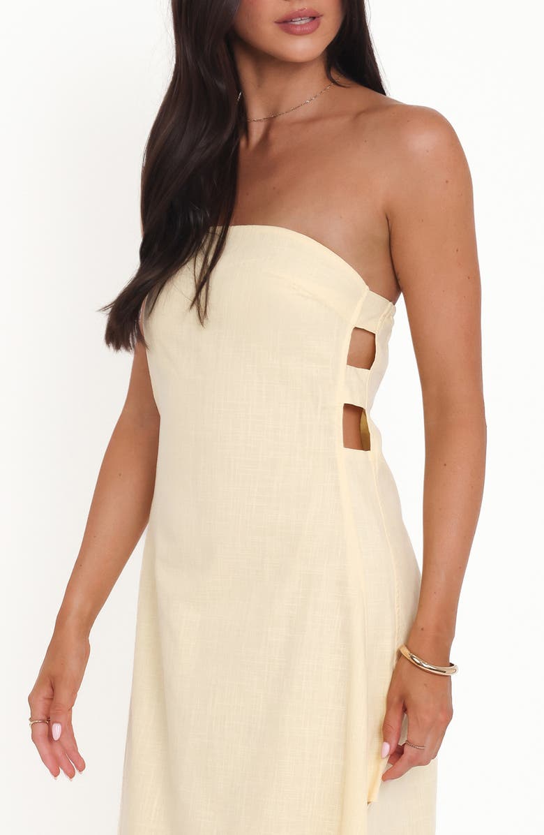 Petal & Pup Cyrus Strapless Cutout Maxi Dress, Alternate, color, Butter Yellow