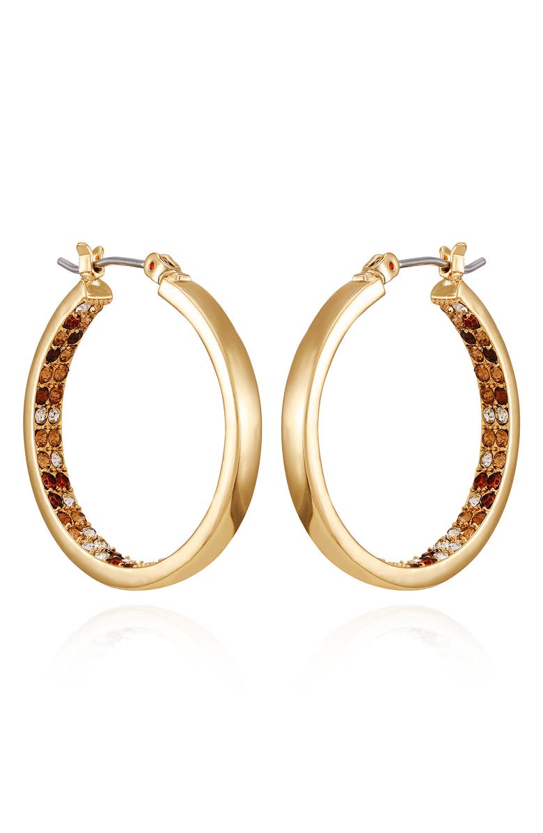 Vince Camuto Inside Out Crystal Pavé Hoop Earrings, Main, color, Gold Tone