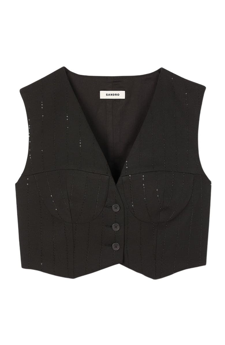 SANDRO Sequin cropped jacket, Alternate, color, 