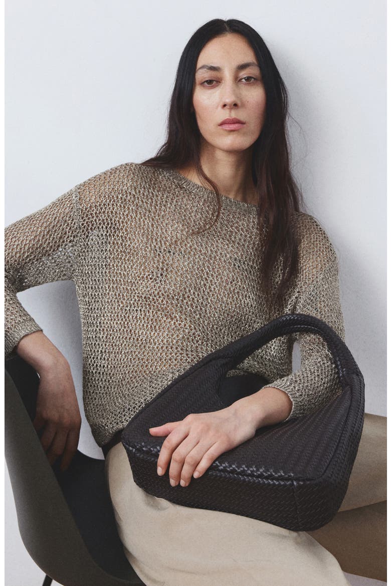 Luli Jersey Open Stitch Sweater, Alternate, color, KHAKI GREEN