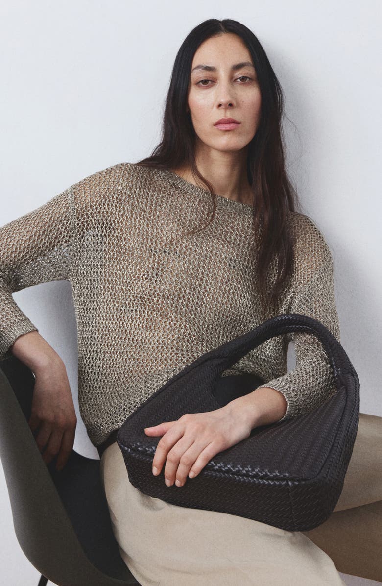 MANGO Luli Jersey Open Stitch Sweater, Alternate, color, Khaki Green