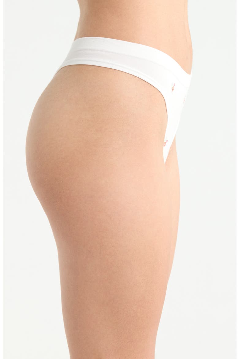 Amande Floral Cotton Blend Thong, Alternate, color, PRINT ECRU BACKGR