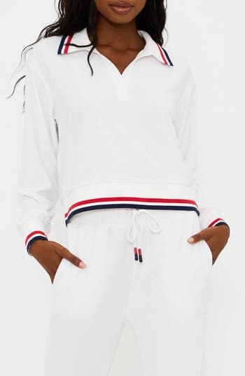 Beach Riot Martina Cover-up Polo Sweater In Americana